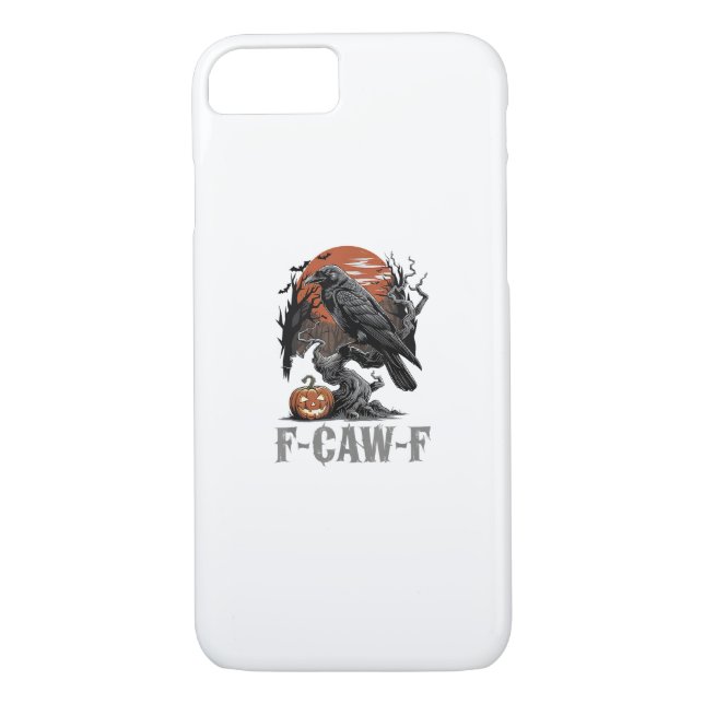 F-Caw-F Funny Raven Gothic Crow Bird Halloween Tre Case-Mate iPhone Case (Back)
