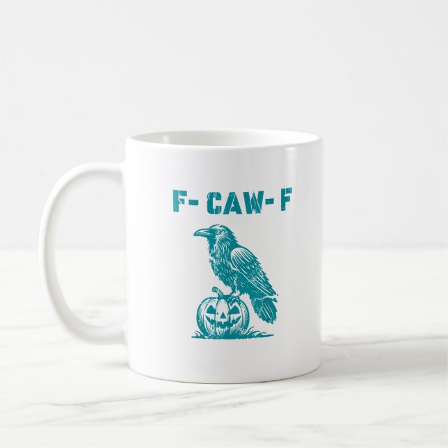 F-Caw-F Funny Raven Gothic Crow Retro Classic Coffee Mug (Left)
