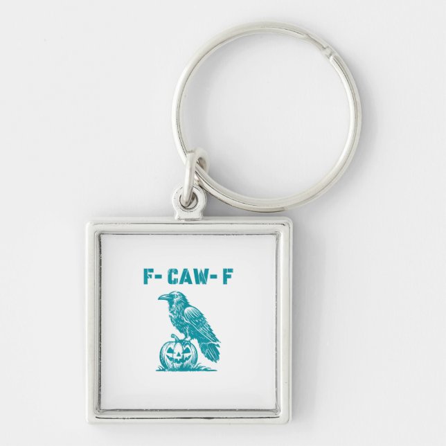 F-Caw-F Funny Raven Gothic Crow Retro Classic Key Ring (Front)