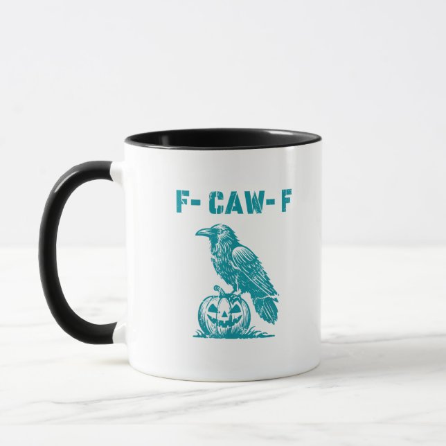 F-Caw-F Funny Raven Gothic Crow Retro Classic Mug (Left)