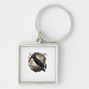 F-Caw-F Funny Raven Pun Gothic Crow Humor Retro Cl Key Ring