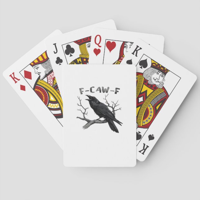 F-Caw-F Funny Raven Pun Gothic Crow Humour Aesthet Playing Cards (Back)