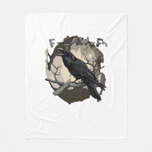 F-Caw-F Funny Raven Pun Gothic Crow Humour Retro C Fleece Blanket