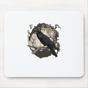 F-Caw-F Funny Raven Pun Gothic Crow Humour Retro C Mouse Pad