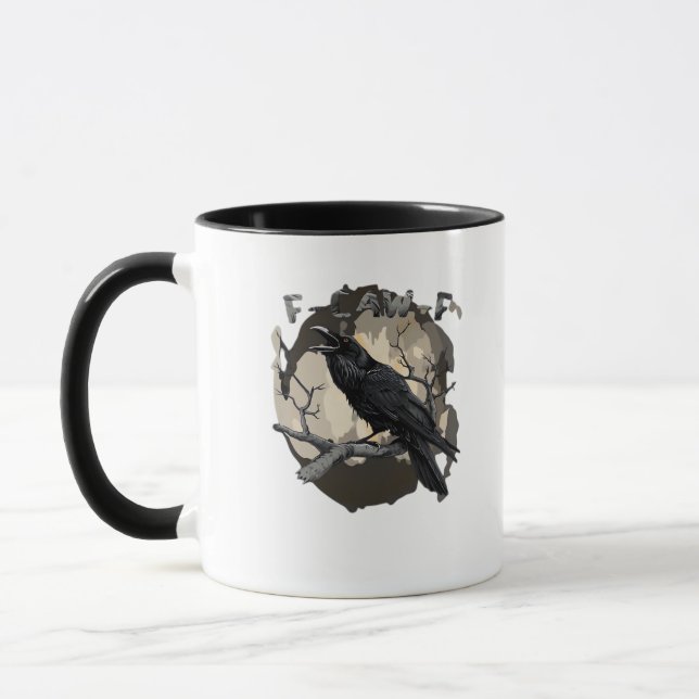 F-Caw-F Funny Raven Pun Gothic Crow Humour Retro C Mug (Left)