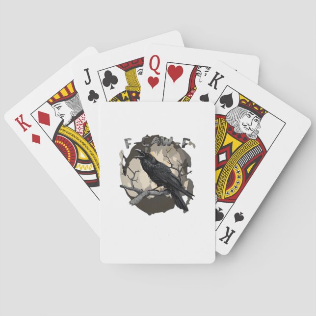 F-Caw-F Funny Raven Pun Gothic Crow Humour Retro C Playing Cards (Back)