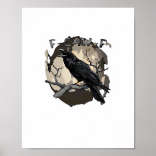 F-Caw-F Funny Raven Pun Gothic Crow Humour Retro C Poster