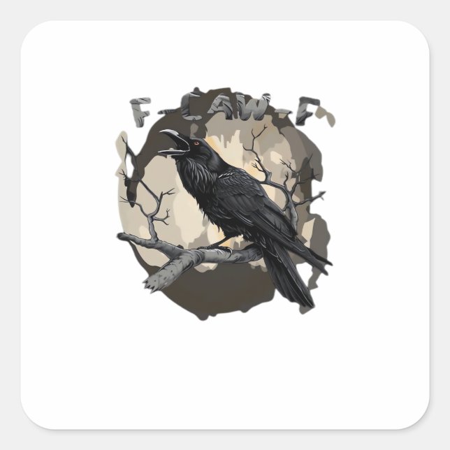 F-Caw-F Funny Raven Pun Gothic Crow Humour Retro C Square Sticker (Front)