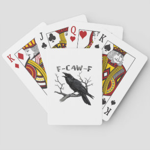 F-Caw-F Funny Raven Pun Gothic Crow Humour Vintage Playing Cards