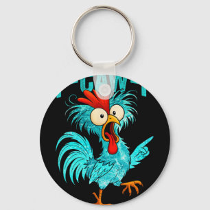 F-caw-f Funny Rooster Chicken Farm Animal Humour B Key Ring