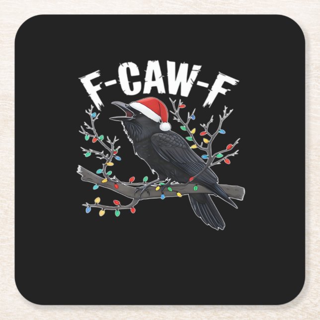 F-Caw-F Funny Trendy Square Paper Coaster (Front)