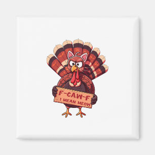 F-caw-f Funny Turkey Thanksgiving Humor Cat Cospla Magnet