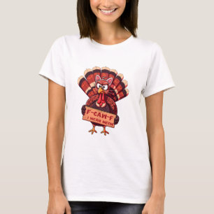 F-caw-f Funny Turkey Thanksgiving Humor Cat Cospla T-Shirt