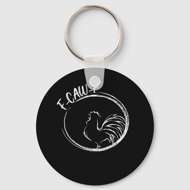 F-Caw-F Funny Wordplay Quote Retro Style Key Ring (Front)