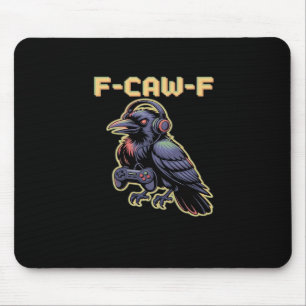 F-Caw-F Gaming Raven With Headphones - Edgy Stream Mouse Pad