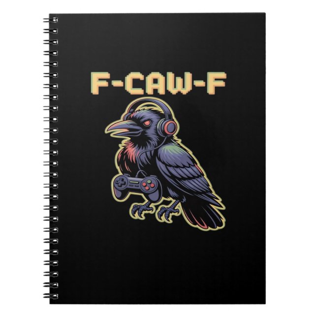 F-Caw-F Gaming Raven With Headphones - Edgy Stream Notebook (Front)