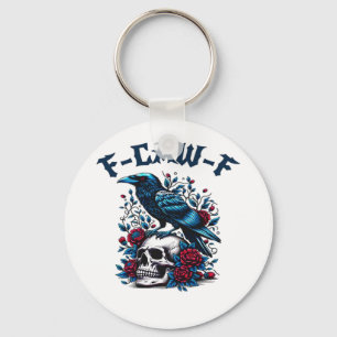 F-Caw-F Gothic Crow Raven Skull Classic Key Ring