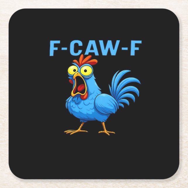 F-Caw-F Graphic Gear Creative Design Square Paper Coaster (Front)
