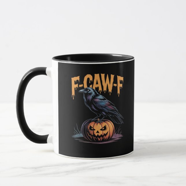F-Caw-F Halloween Raven Jack-O-Lantern Spooky Seas Mug (Left)