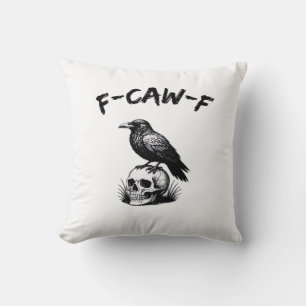 F-Caw-F Halloween Raven Skull Gothic Humour Funny Cushion