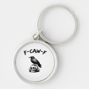 F-Caw-F Halloween Raven Skull Gothic Humour Funny Key Ring