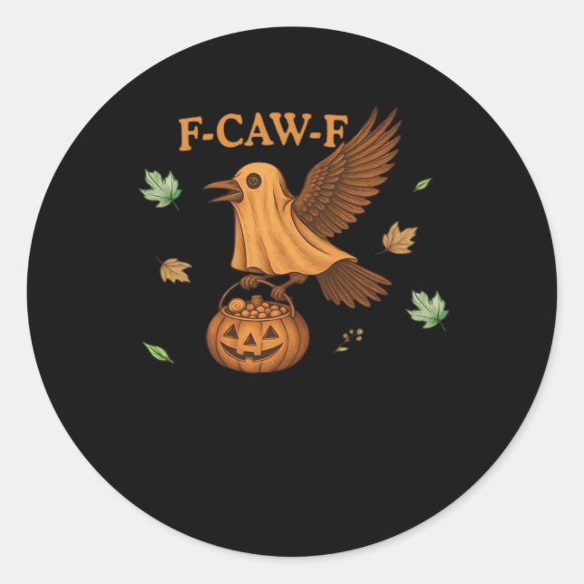 F-Caw-F Halloween Retro Classic Classic Round Sticker (Front)