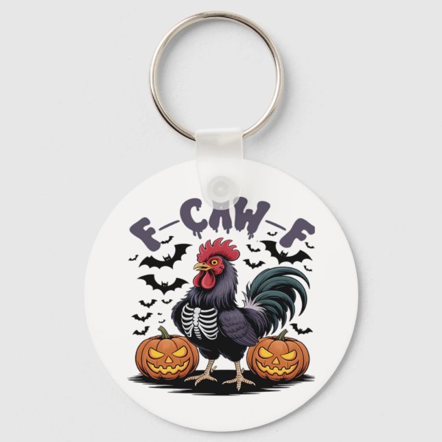 F-Caw-F Humour Crow Funny Gothic Key Ring (Front)