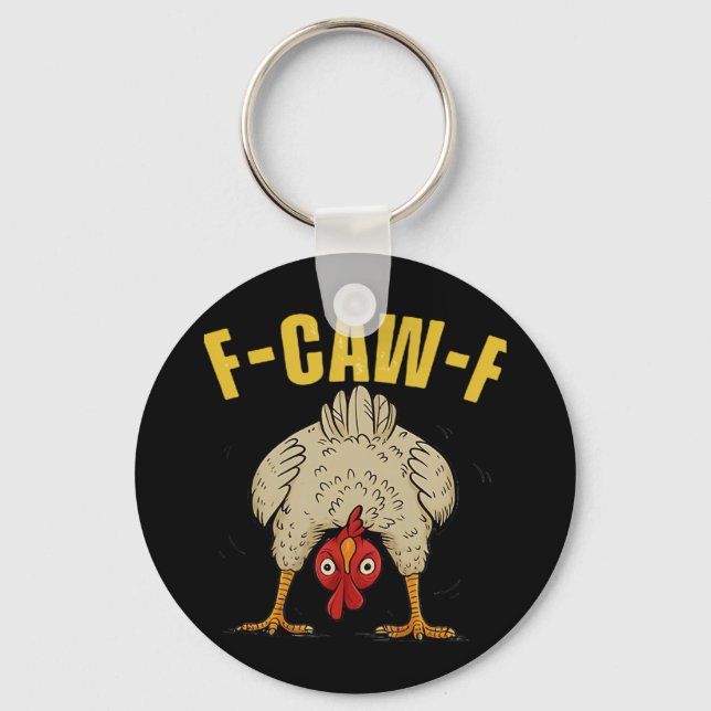 F-Caw-F Humour Gothic Crow Funny Aesthetic Style Key Ring (Front)