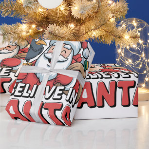 F-Caw-F I Believe in Santa Funny Christmas Crow   Wrapping Paper