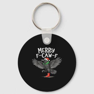 F-caw-f Merry Christmas Funny Crow Raven  Key Ring