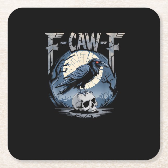 F-Caw-F Minimal Clean Square Paper Coaster (Front)