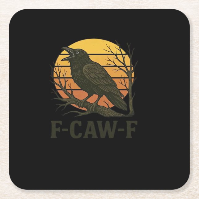 F-Caw-F Minimal Clean Square Paper Coaster (Front)