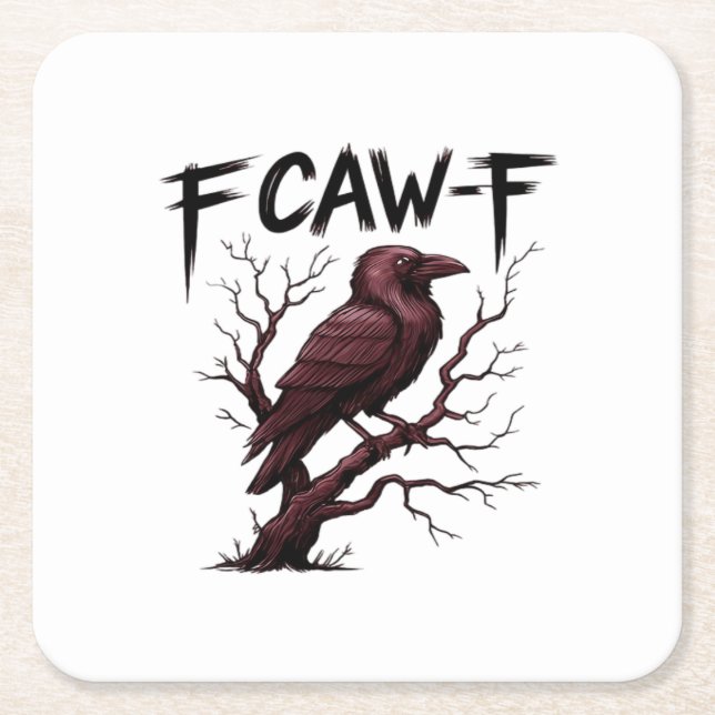 F-Caw-F Raven Classic Square Paper Coaster (Front)