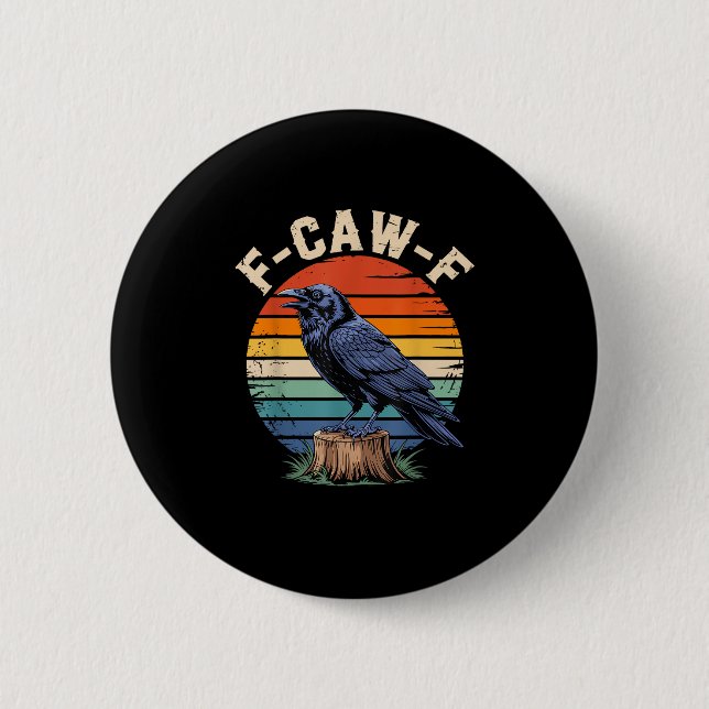 F-Caw-F Raven Moon Gothic Halloween Crow Bird Love 6 Cm Round Badge (Front)