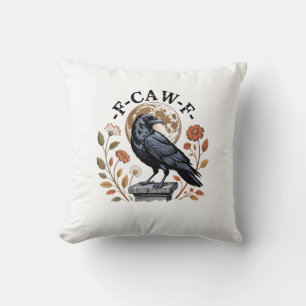 F-Caw-F Raven Moon Gothic Halloween Crow Bird Love Cushion