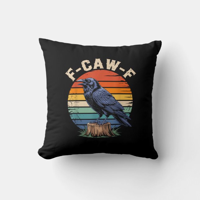 F-Caw-F Raven Moon Gothic Halloween Crow Bird Love Cushion (Front)