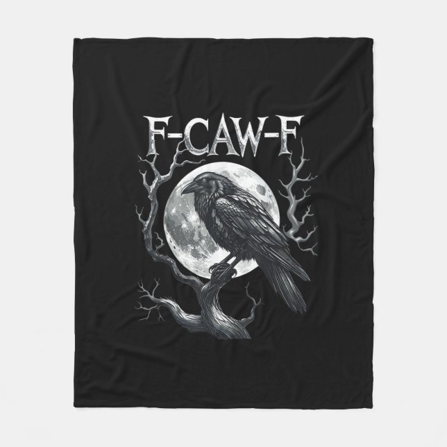 F-Caw-F Raven Moon Gothic Halloween Crow Bird Love Fleece Blanket (Front)