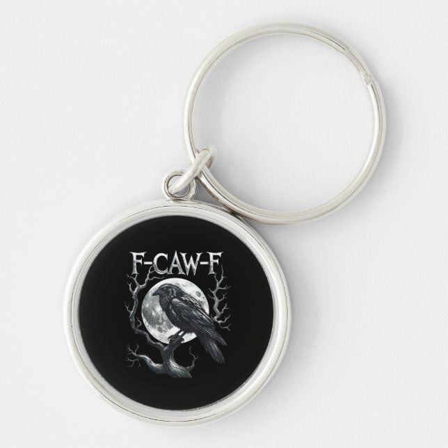 F-Caw-F Raven Moon Gothic Halloween Crow Bird Love Key Ring (Front)