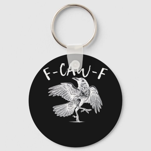 F-Caw-F Raven Vintage Graphic Key Ring (Front)
