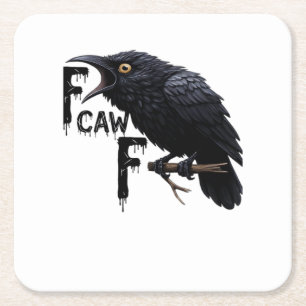 F Caw F Retro Classic Square Paper Coaster