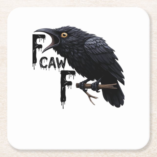 F Caw F Retro Classic Square Paper Coaster (Front)