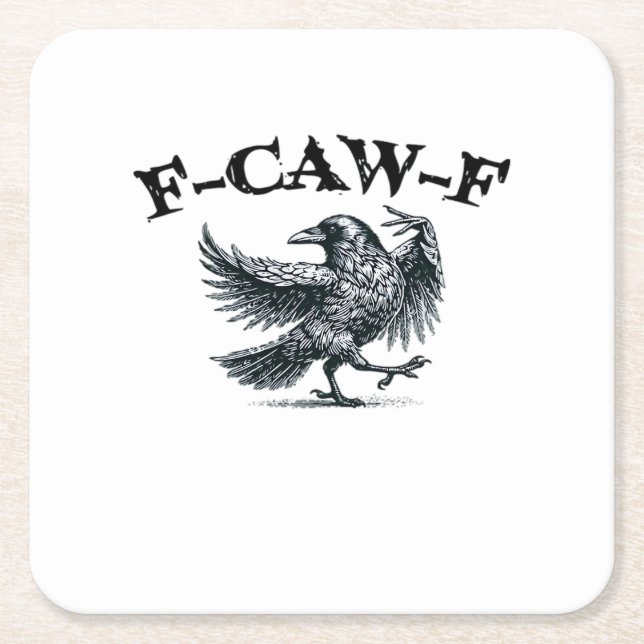 F-Caw-F Retro Style Square Paper Coaster (Front)