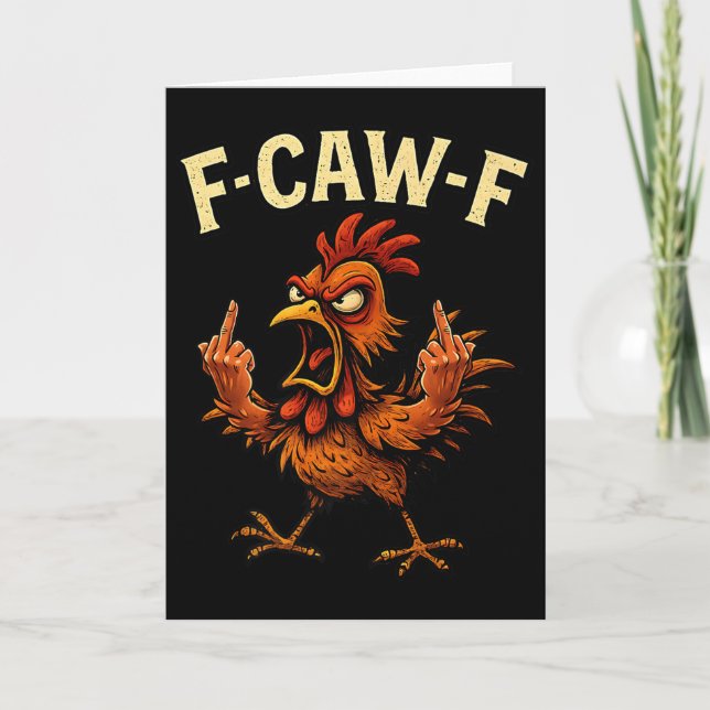 F-caw-f Rooster Meme Fcawf Funny Chicken Humour Jo Card (Front)