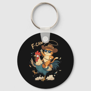 F-Caw-F Rooster Meme Funny Sarcastic Humour Quote Key Ring