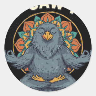 F Caw F Shirt Men Women, Zen Raven Crow Meditation Classic Round Sticker