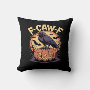 F-Caw-F Spooky Halloween Raven Pumpkin- Bat Moon N Cushion