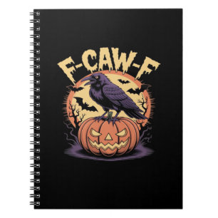 F-Caw-F Spooky Halloween Raven Pumpkin- Bat Moon N Notebook