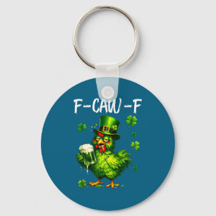 F caw f st patrick's day, f-caw-f lucky chicken key ring