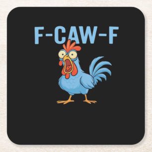 F-Caw-F Swearing Chicken Classic Retro Style Square Paper Coaster