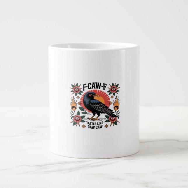 F Caw F Tastes Like Caw Caw Funny Quote Large Coffee Mug (Front)